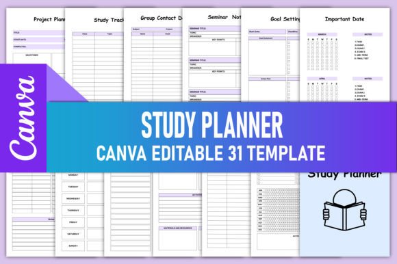 Download Editable Study Planner Canva KDP - Study Collection