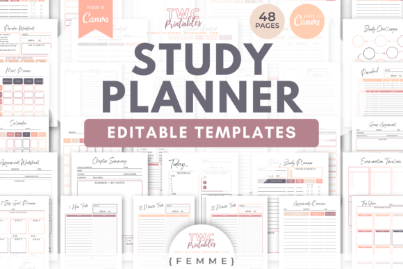 Download Study Planner Canva Templates | FEMME - Study Collection