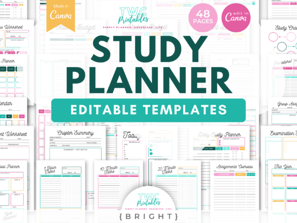 Download Study Planner Canva Templates | BRIGHT - Study Collection