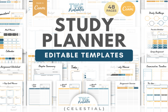 Download Study Planner Canva Templates | CELESTIA - Study Collection