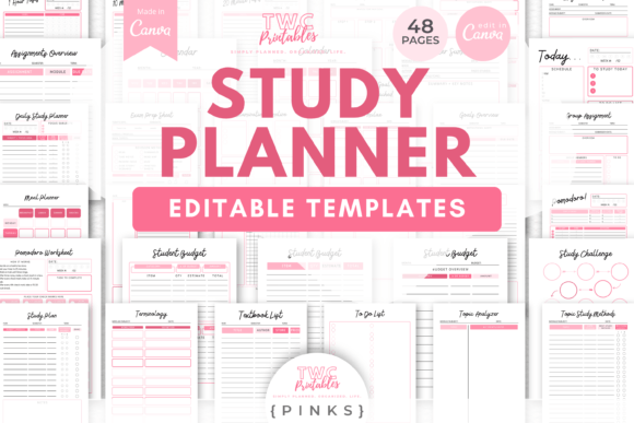 Download Study Planner Canva Templates | PINKS - Study Collection