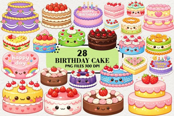 Download Kawaii Birthday Cake Clipart Bundle - Cake Collection