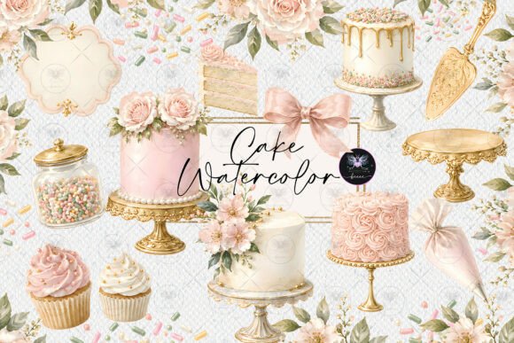 Download Elegant Pink Cake Watercolor Clipart - Cake Collection