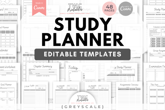 Download Study Planner Canva Templates | GREYSCAL - Study Collection
