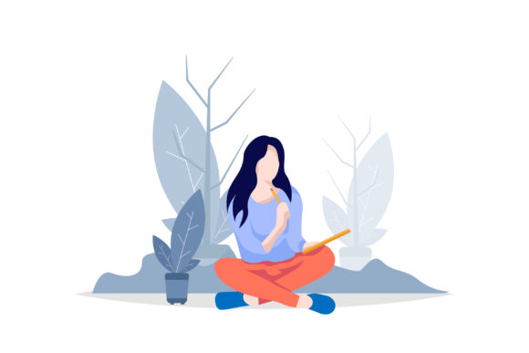 Download A Woman Sitting Studying in the Park. - Premium Resources