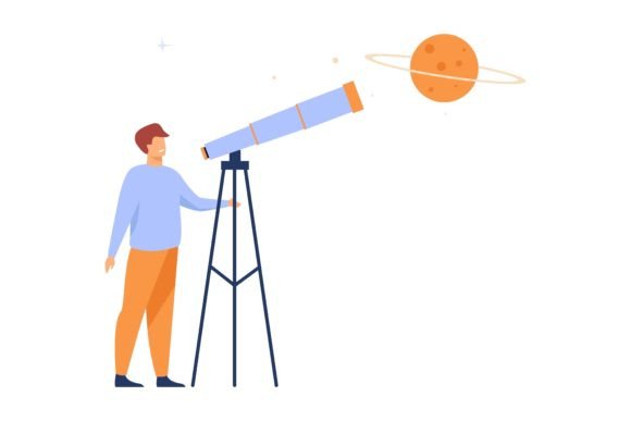 Download Man Studying Galaxy Through Telescope. M - Premium Resources
